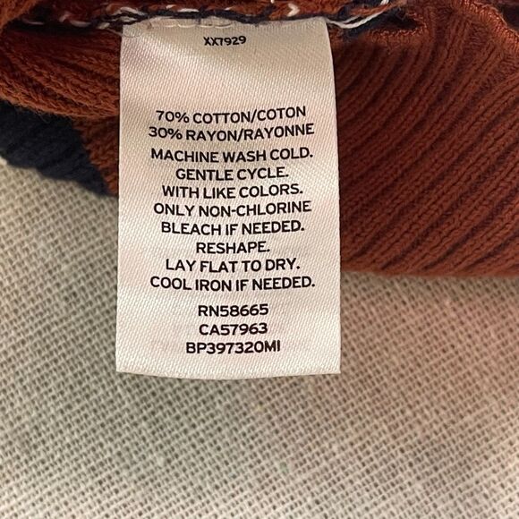 BP. Nordstrom Rust Orange Lettuce Edge Stripe Sweater - Small - Picture 6 of 6